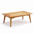 Bamboe salontafel met handgeweven riet 120 x 60 x 45 cm naturalkleurig