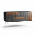 Houten dressoir met zwarte accenten afmetingen 150 x 45 x 75cm