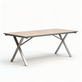 Tuin tafel van aluminium en hout 180 x 90 x 75cm voor buitengebruik