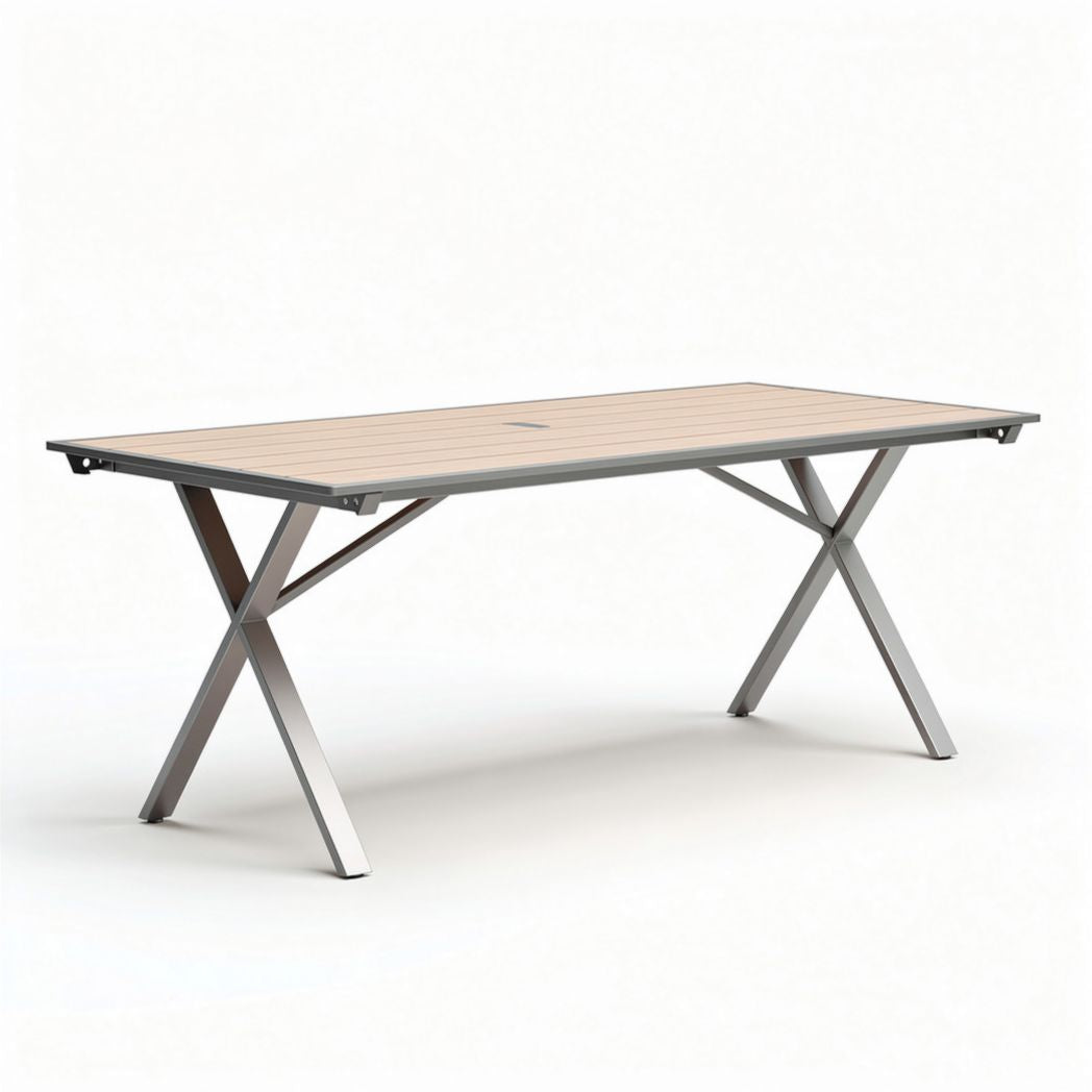 Tuin tafel van aluminium en hout 180 x 90 x 75cm voor buitengebruik