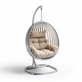 Hangstoel met kussen van aluminium en stof in neutrale kleuren 100 x 100 x 150cm
