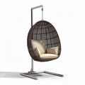 Schommelstoel van wicker met kussen en metalen standaard 100 x 80 x 120cm