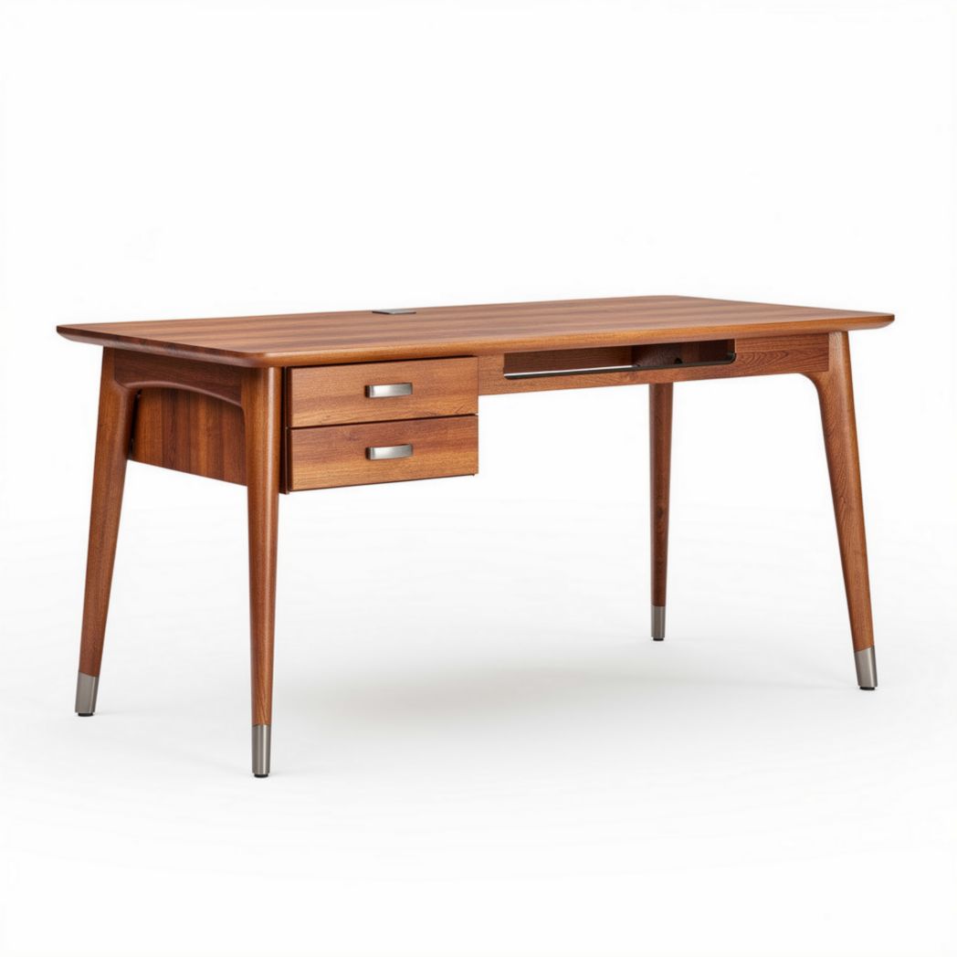 Houten bureau met lades 120 x 60 x 75cm in een warme houtkleur