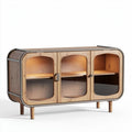Dressoir van helder hout met drie deuren en metalen accenten 120 x 40 x 70cm